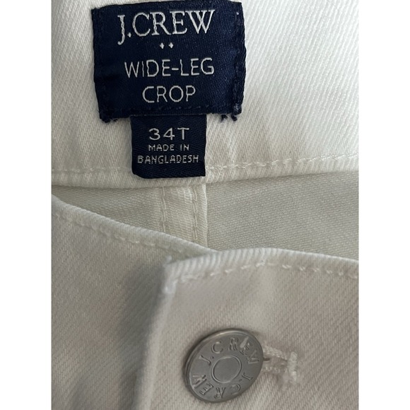 J. Crew Wide-leg Embroidered Flowers Cropped Jean‎ in Ivory Denim Sz 34T EUC - Picture 6 of 9